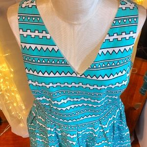 Cynthia Rowley Dress Teal Southwest Design Fit & Flare Womens Size 8